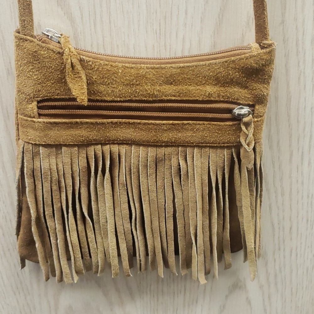 Fringed suade pouch